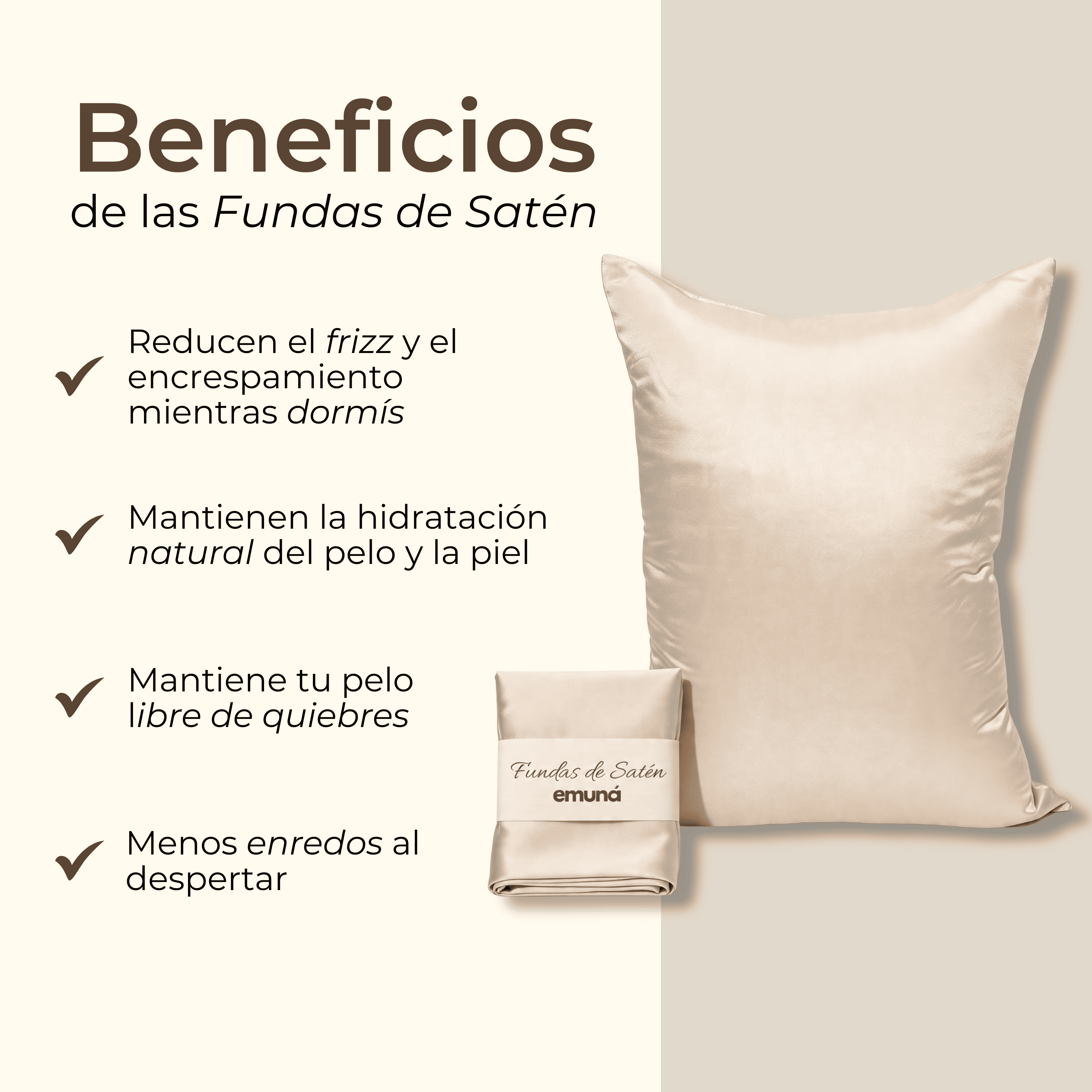 2 Fundas de Satén Premium - Anti Frizz Anti Age